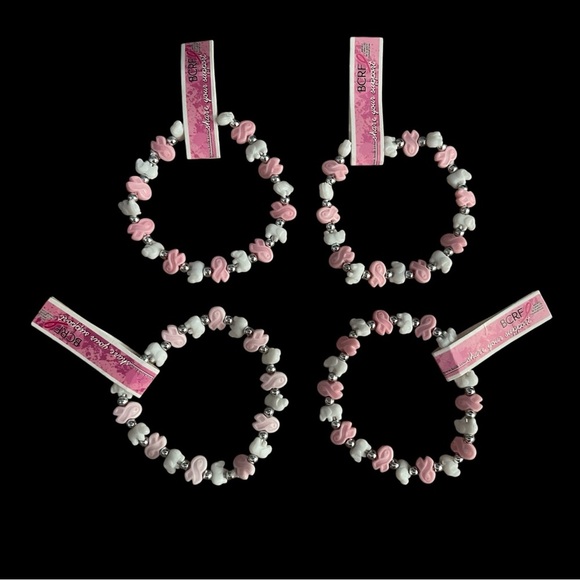 Pink Ribbon & White Elephant Breast Cancer Awareness Bracelets - Picture 1 of 1